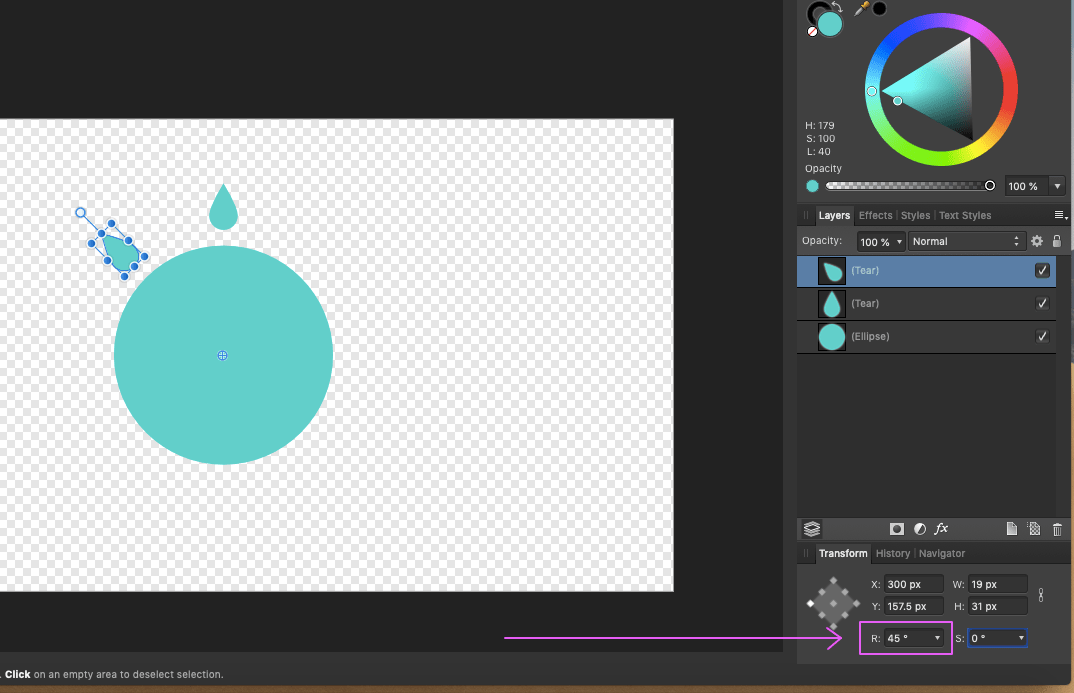 affinity designer copy tear around rotation center