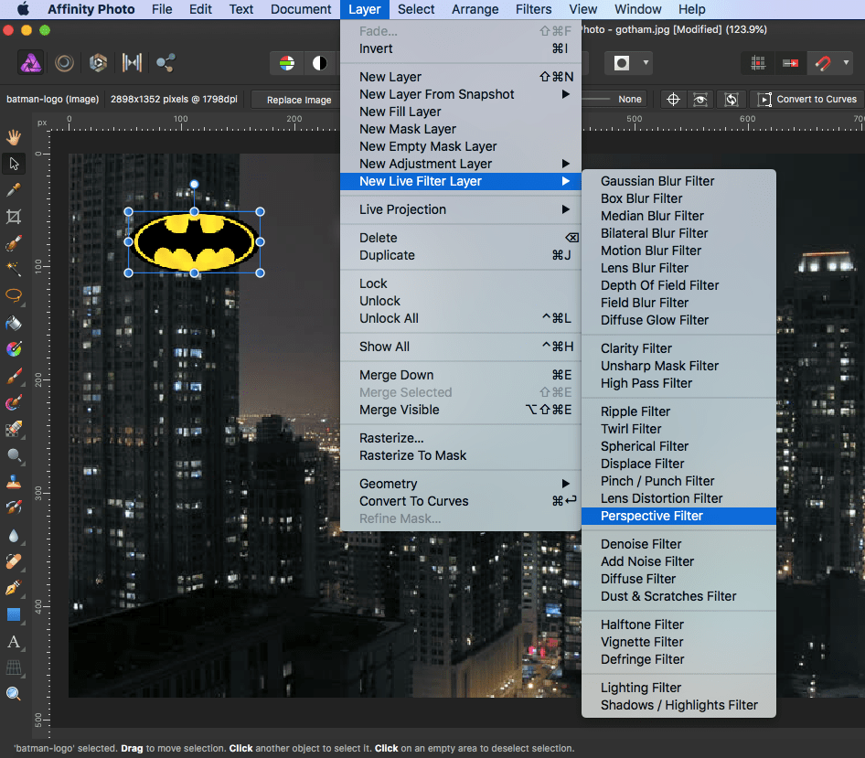 affinity photo perspective filter