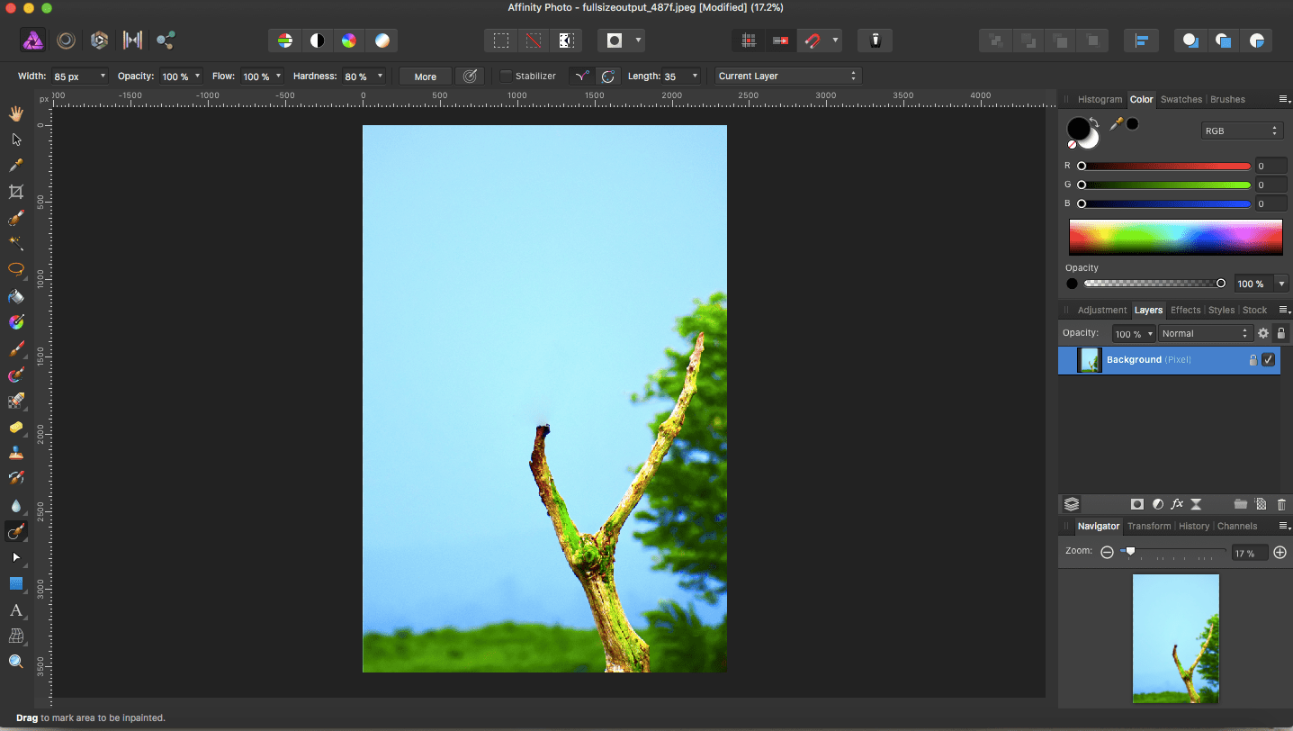 affinity photo object removed with inpainting