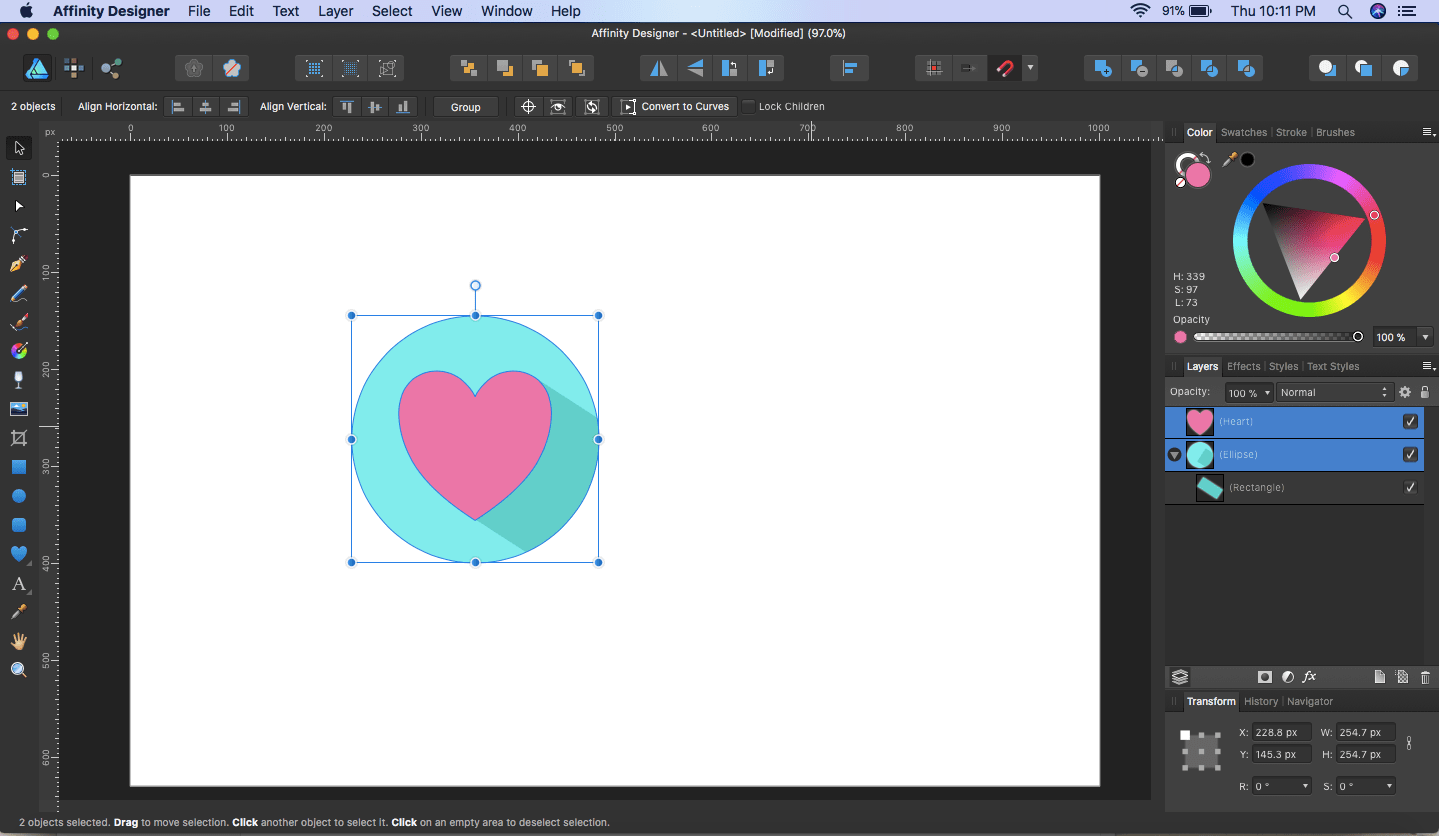 affinity designer flat icon select all