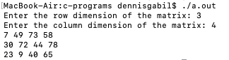 c program random 3x4 matrix