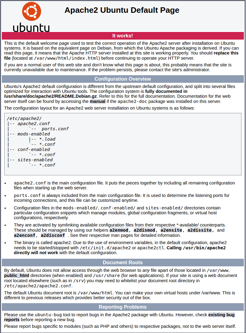apache2 installation in ubuntu