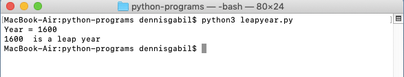 python program leap year output