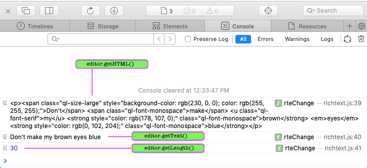 reactjs quill console